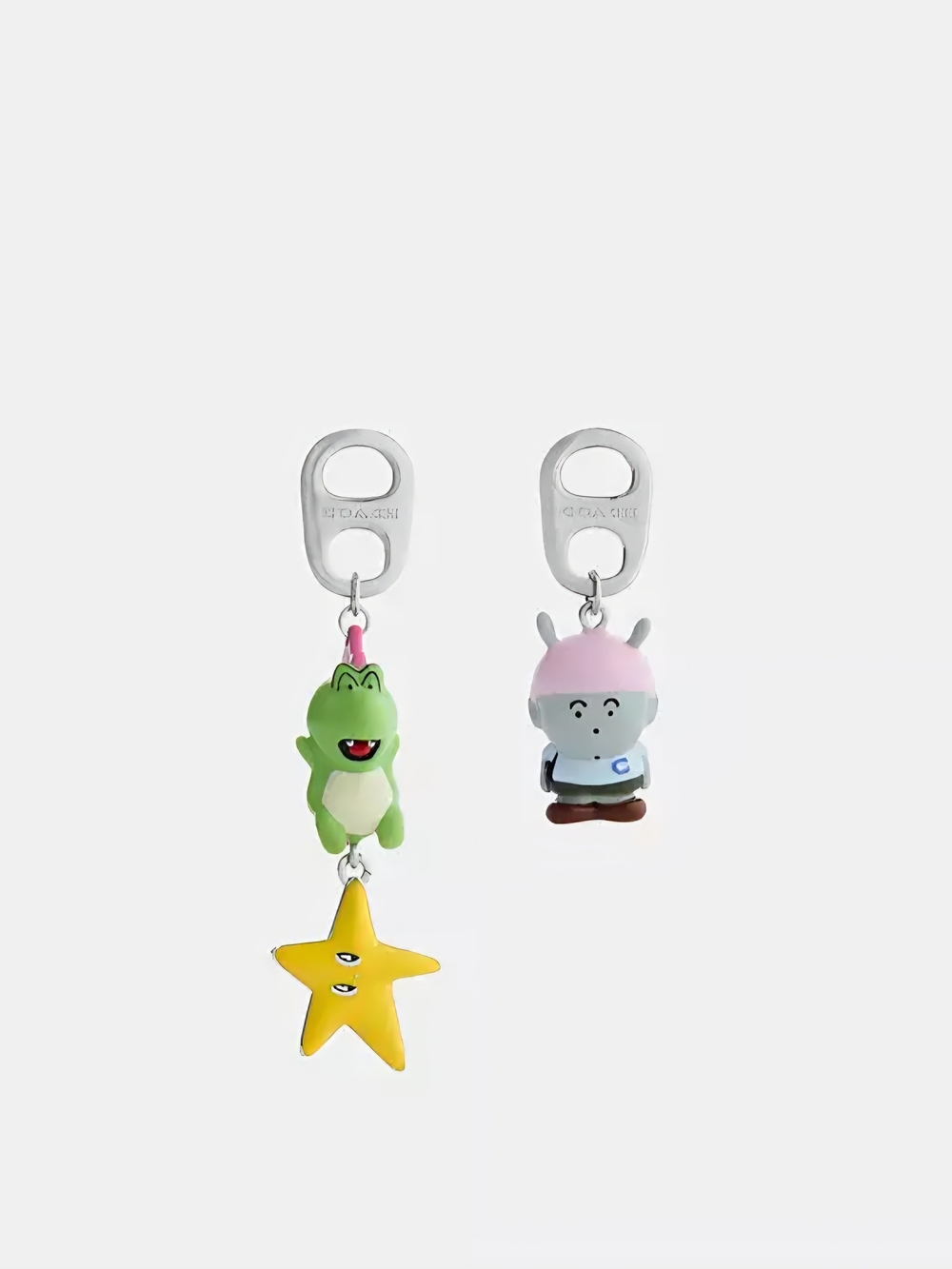 Coach X Brain Dead Earrings Green Dinosaur & Alien Charm Collaboration